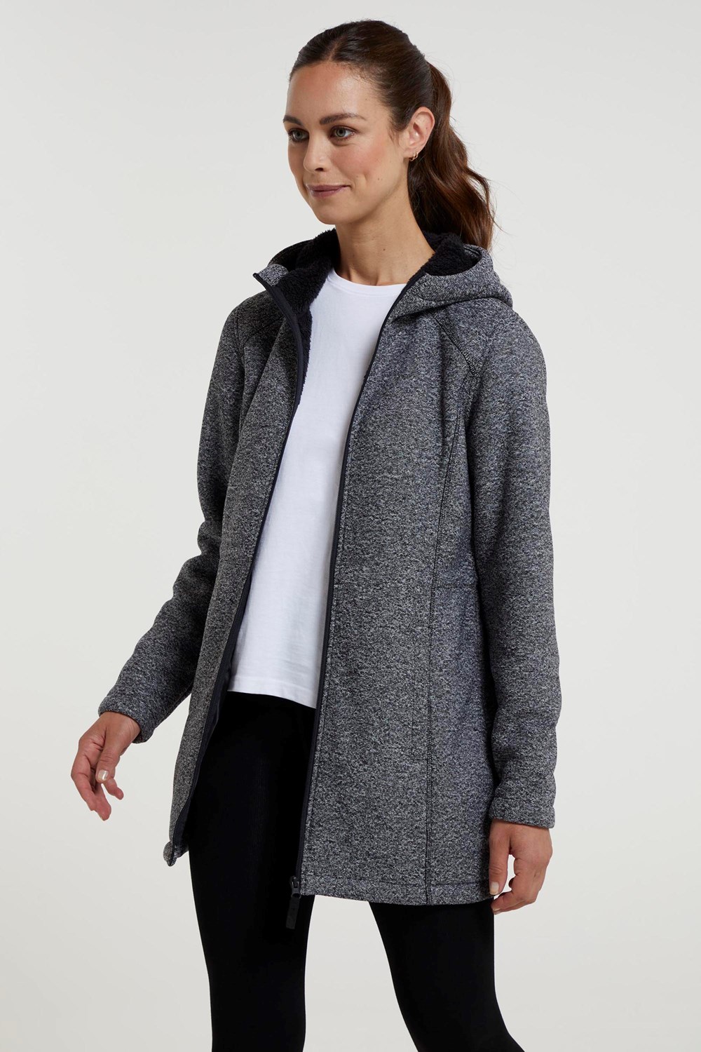 Mountain Warehouse Nevis Mujer Longline Chaqueta Polar Damas Anti Píldoras Sudadera con Capucha - Imagen 15 de 57