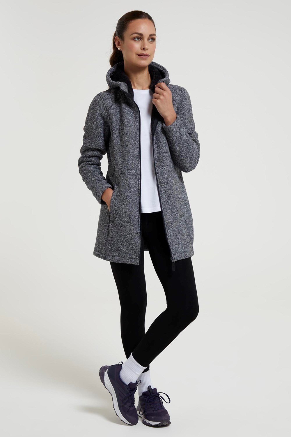 Mountain Warehouse Nevis Mujer Longline Chaqueta Polar Damas Anti Píldoras Sudadera con Capucha - Imagen 17 de 57
