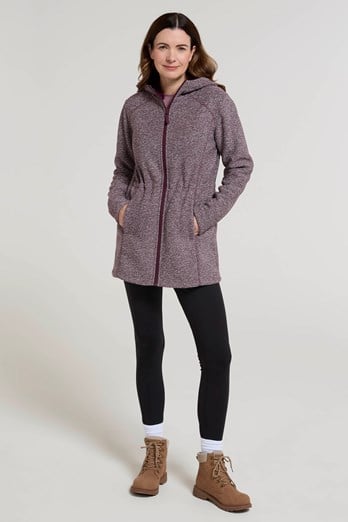 Mallaig Womens Longline Fleece Jacket Burgundy