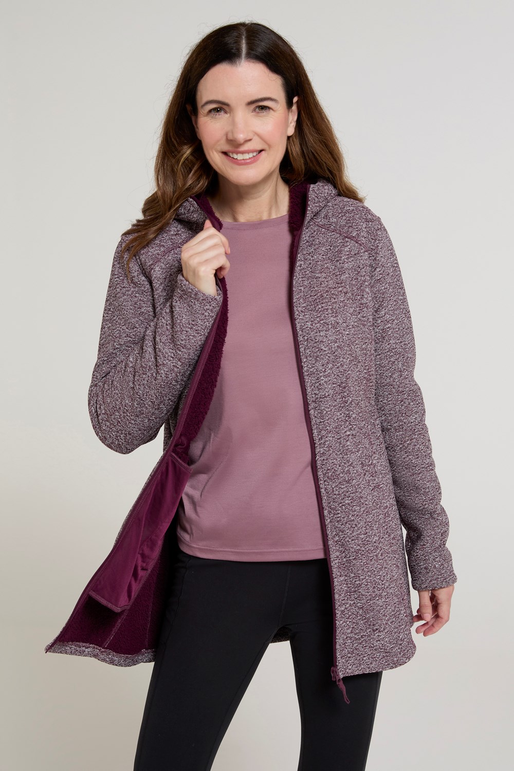 Mountain Warehouse Nevis Mujer Longline Chaqueta Polar Damas Anti Píldoras Sudadera con Capucha - Imagen 27 de 57