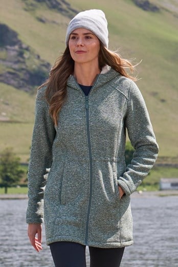 Mallaig Womens Longline Fleece Jacket Light Khaki