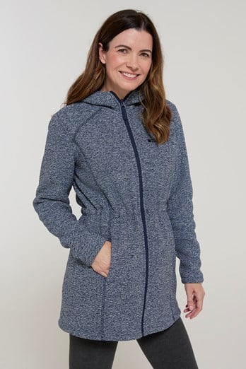 Mallaig Womens Longline Fleece Jacket Navy