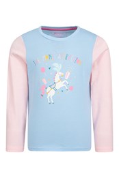 Tee-shirt biologique imprimé chevaux pour enfant LIGHT BLUE