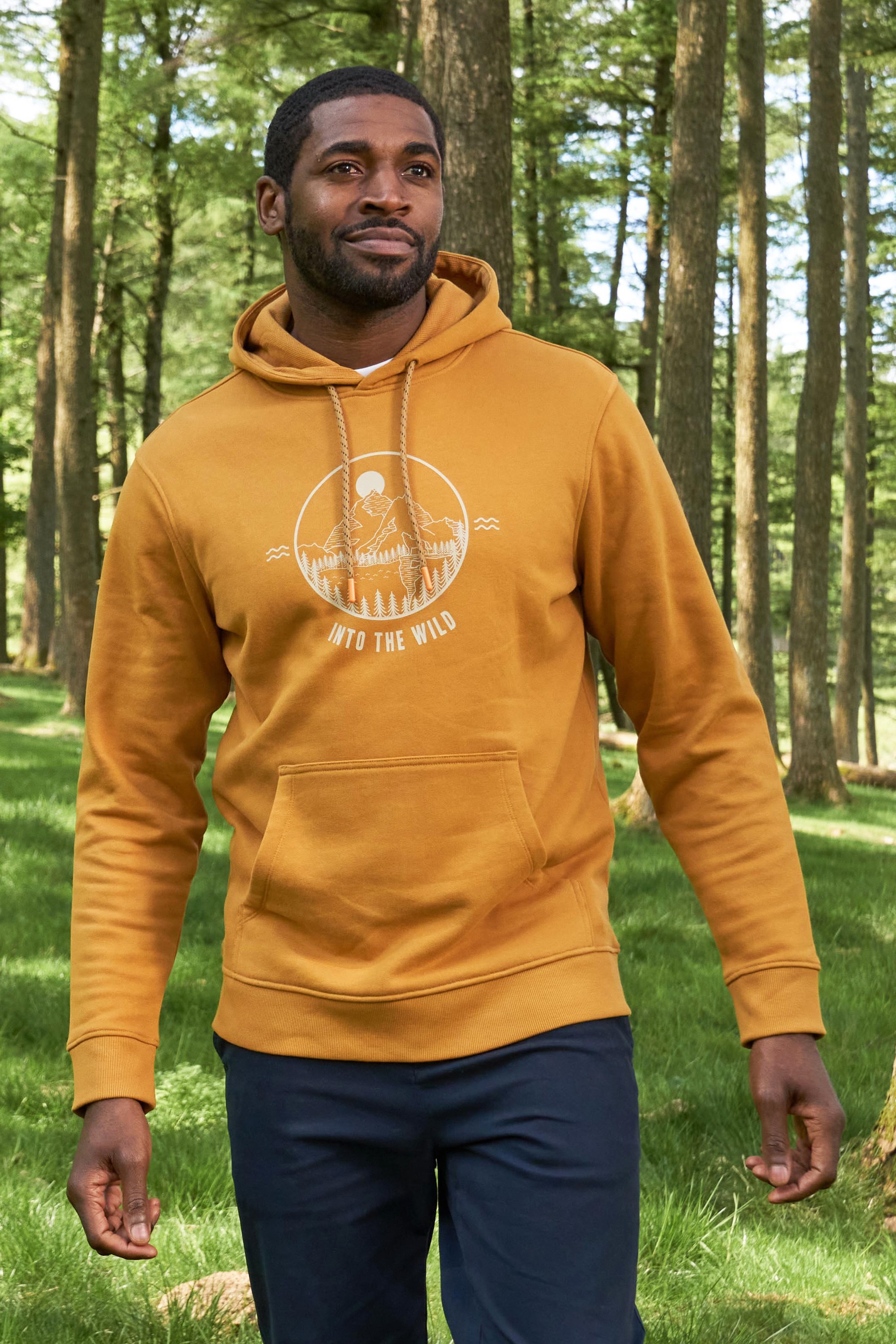 Into The Wild Mens Hoodie - Yellow