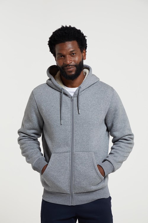 Fleece Lined Hoodie Mens - Black Full Zip Hoodie - Organic Clothes