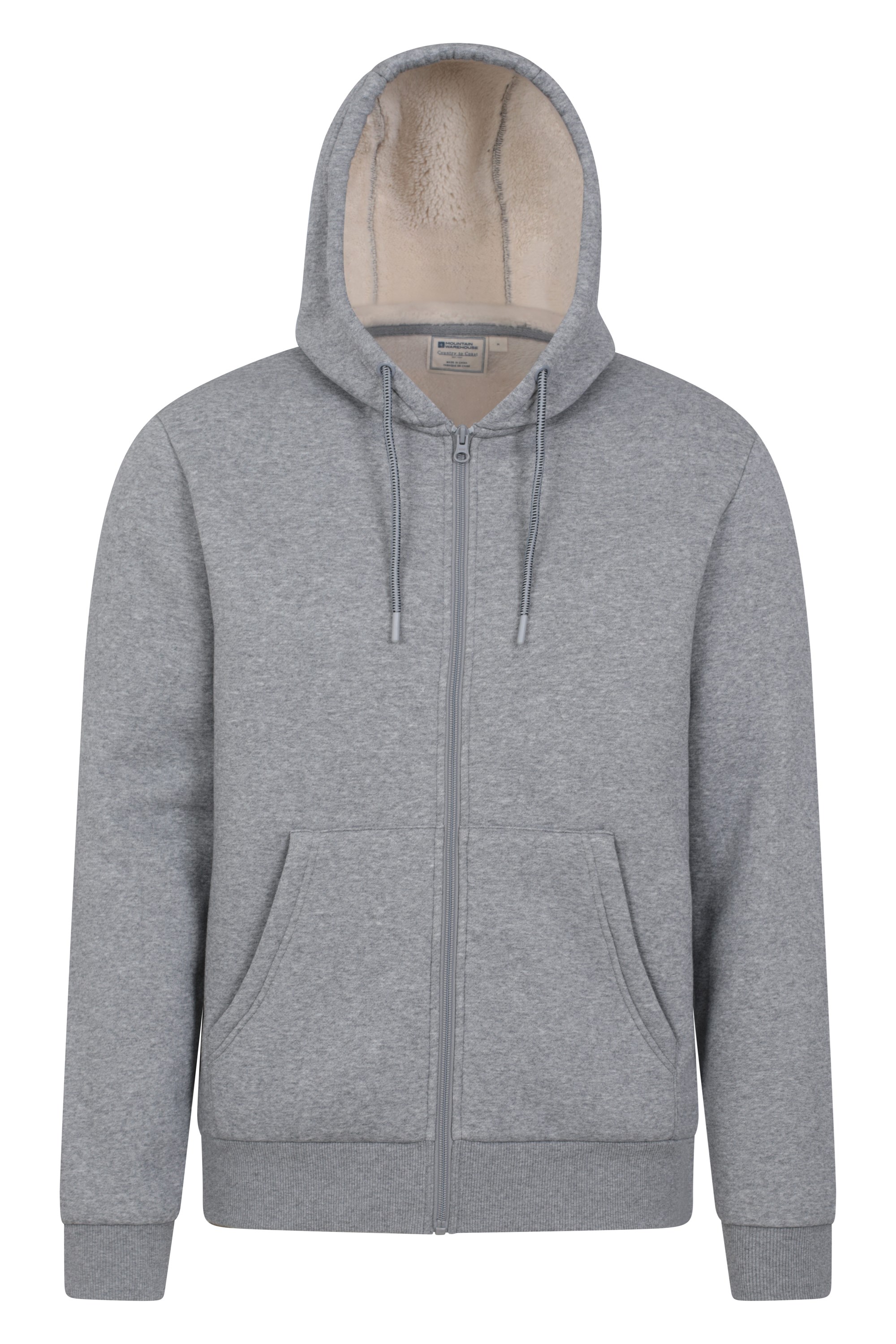 Dalton Mens Borg Lined Hoodie - Grey
