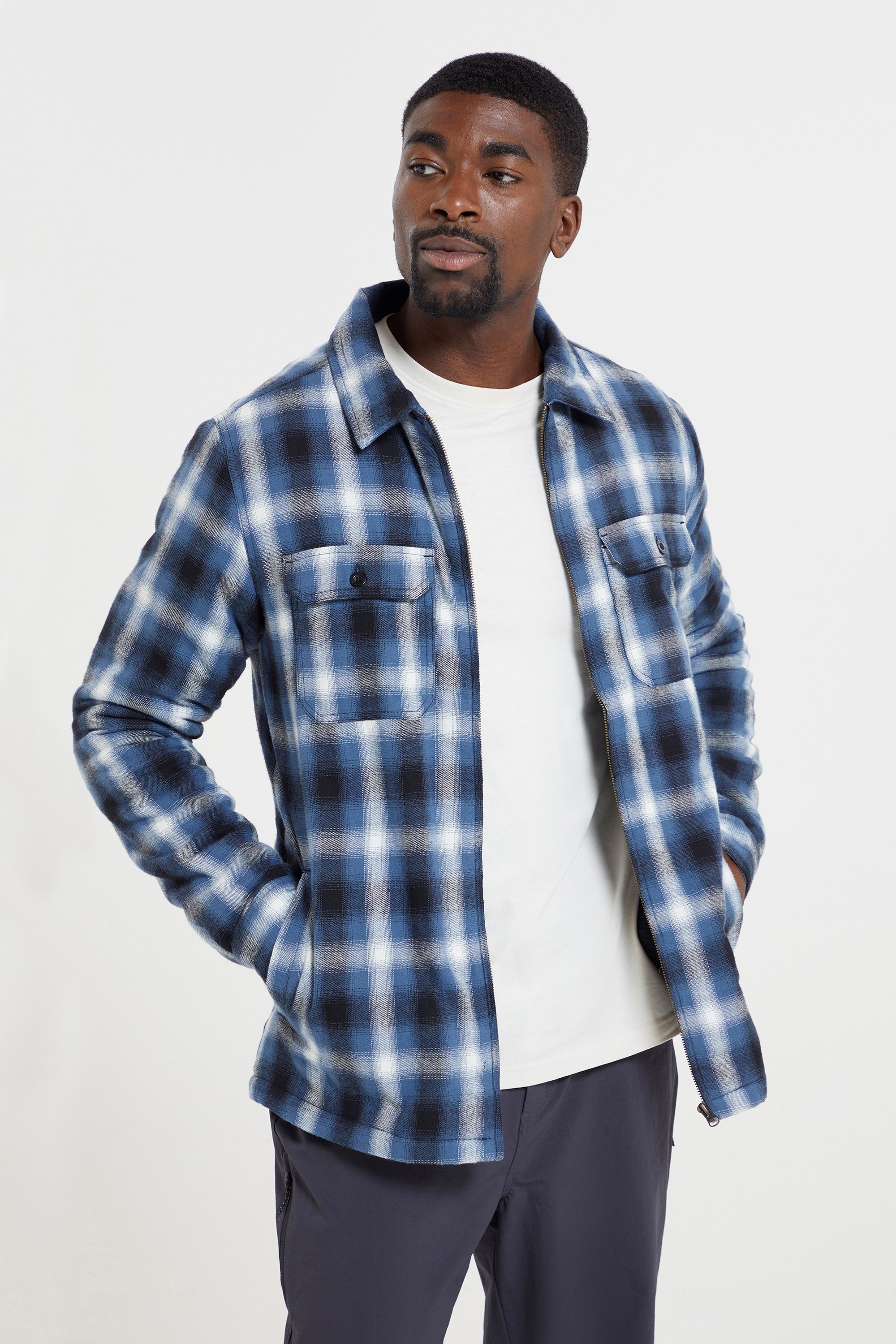 Mountain Warehouse Stream II Mens Lined Flannel Shirt - Blue | Size XS