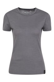 Merino Kurzarm-T-Shirt für Damen Grau