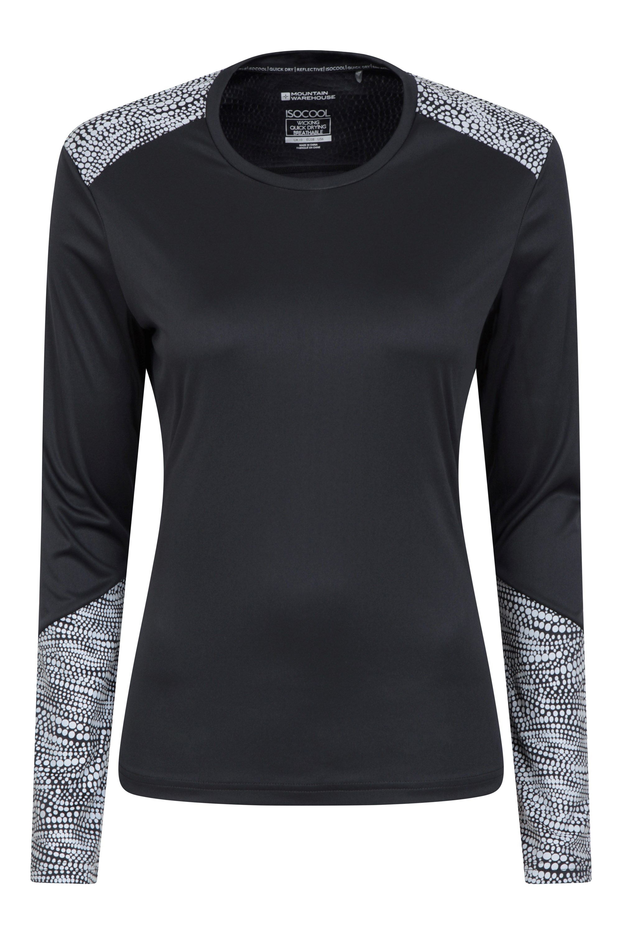 Reflective Long Sleeve Womens T-Shirt Black