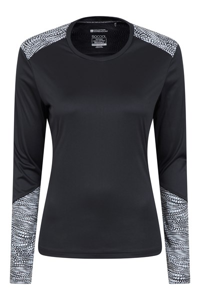 Reflective Long Sleeve Womens T-Shirt - Black