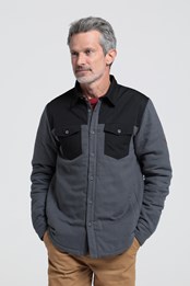 Mens Flannel Padded Shacket Charcoal