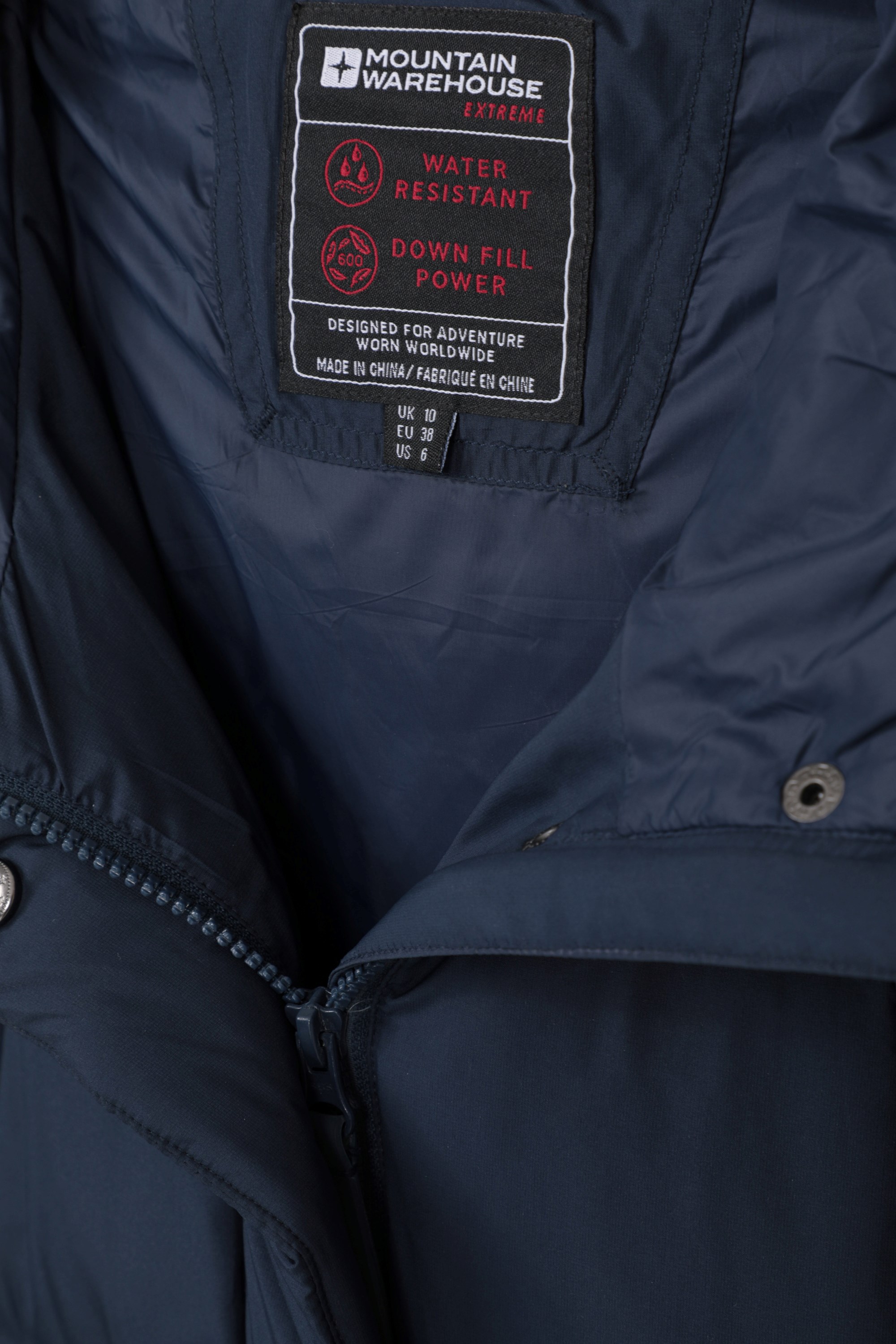 zum Reisen und Wandern wasserabweisend Reißverschlusstaschen ideal für Wintercamping Mountain Warehouse Andes Extreme Lange Daunenjacke für Damen Daunenfüllung 