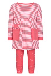 Juego de vestido de manga larga, bebé Rosa