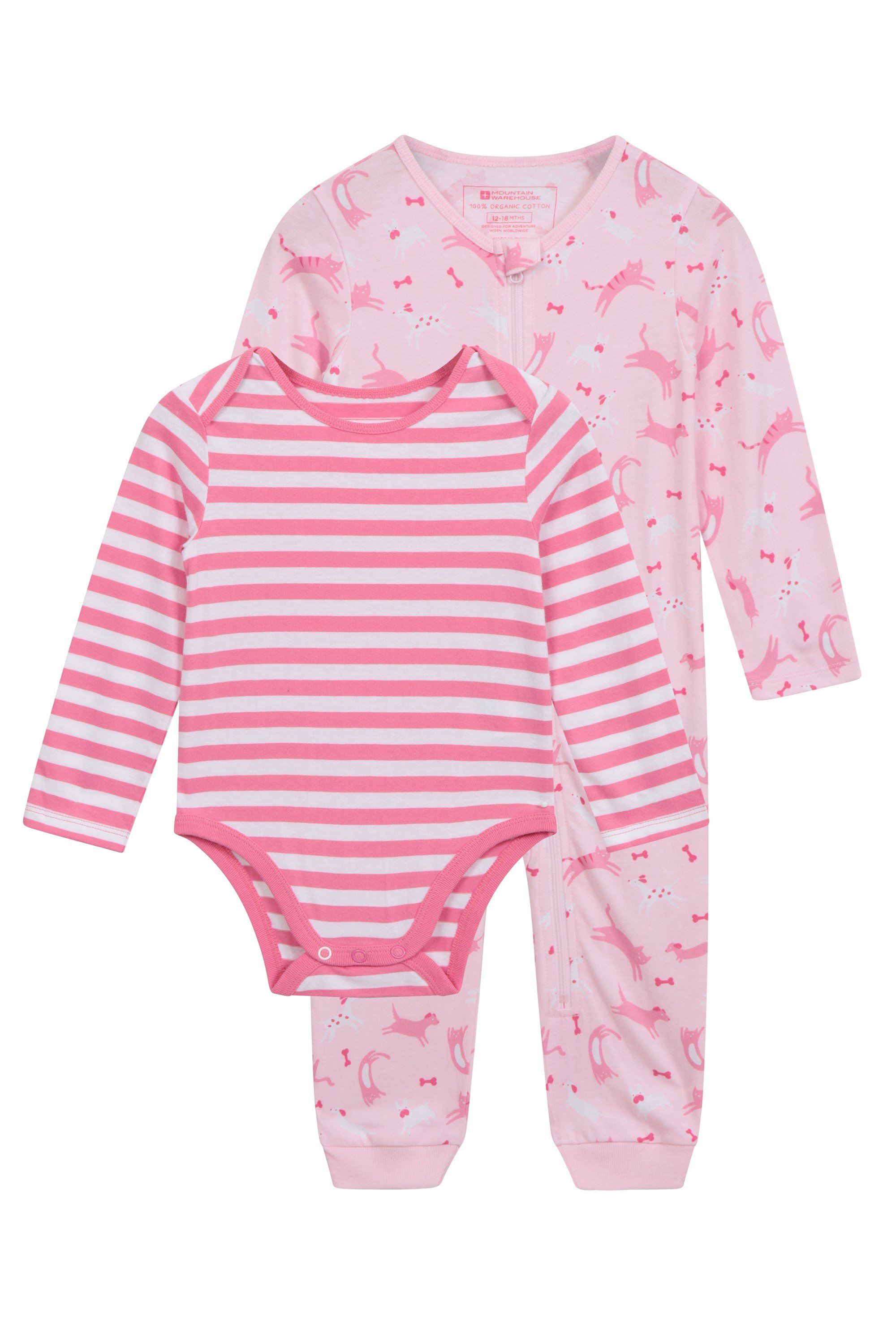 Baby Organic Bodysuit Set - Pink