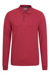 Lakeside Mens Organic Long Sleeve Polo Shirt Burgundy