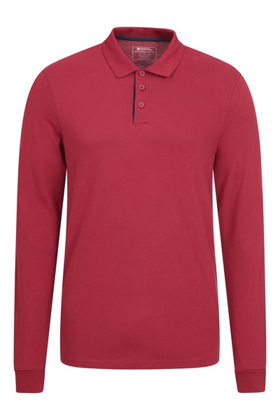 Lakeside Mens Organic Long Sleeve Polo Shirt - Burgundy