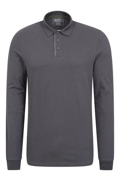 Lakeside Mens Organic Long Sleeve Polo Shirt - Grey