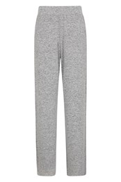 Gestrickte Loungewear-Hose mit weitem Bein für Damen Grau