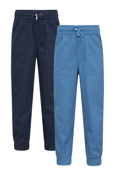 Kids Organic Woven Trousers Multipack - Blue