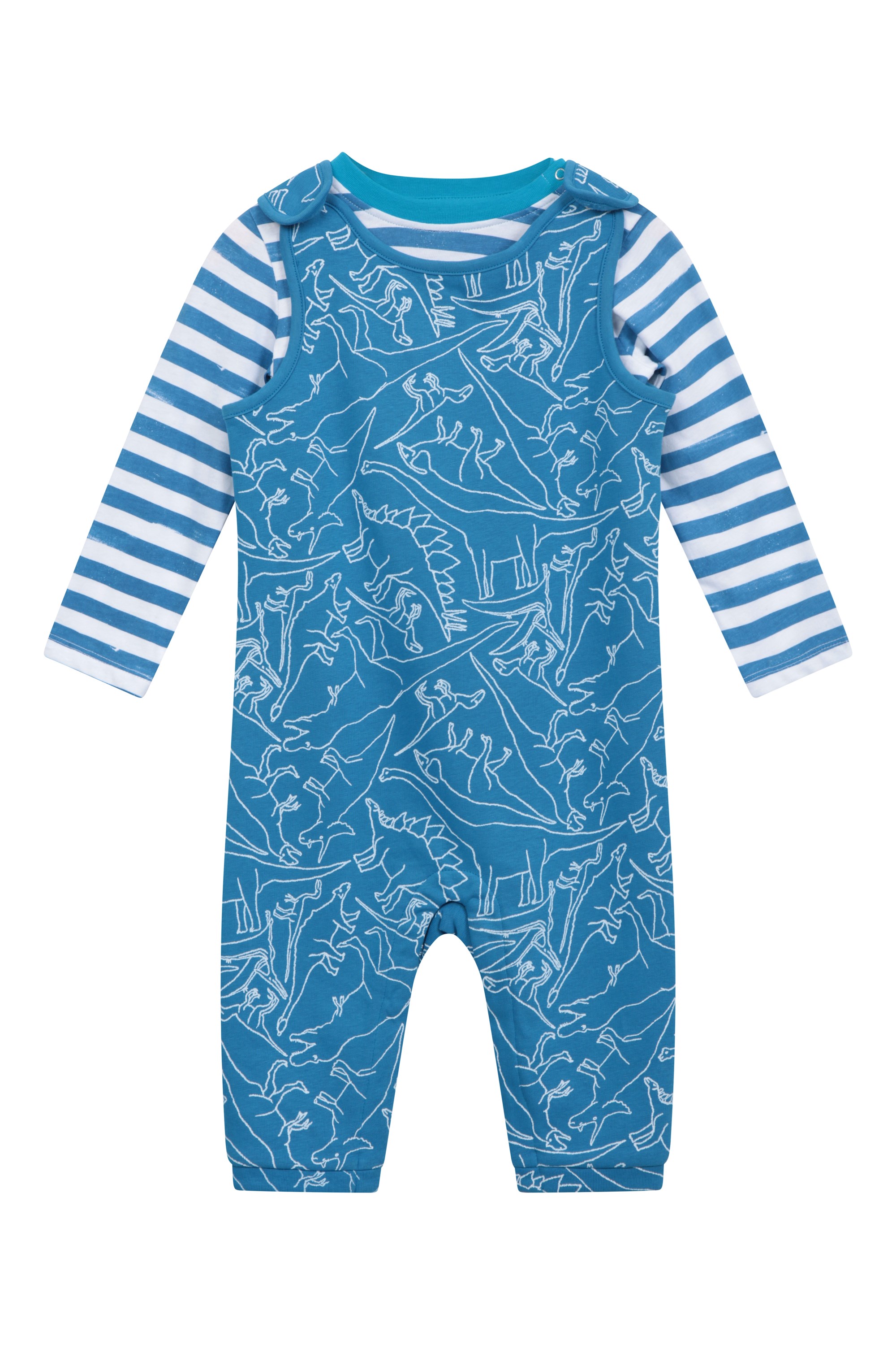 Baby Long Sleeve Dungaree Set - Blue