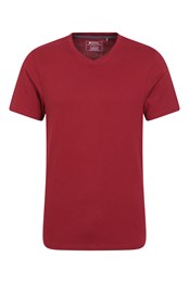 Eden koszulka męska organiczna z dekoltem w szpic Czerwony