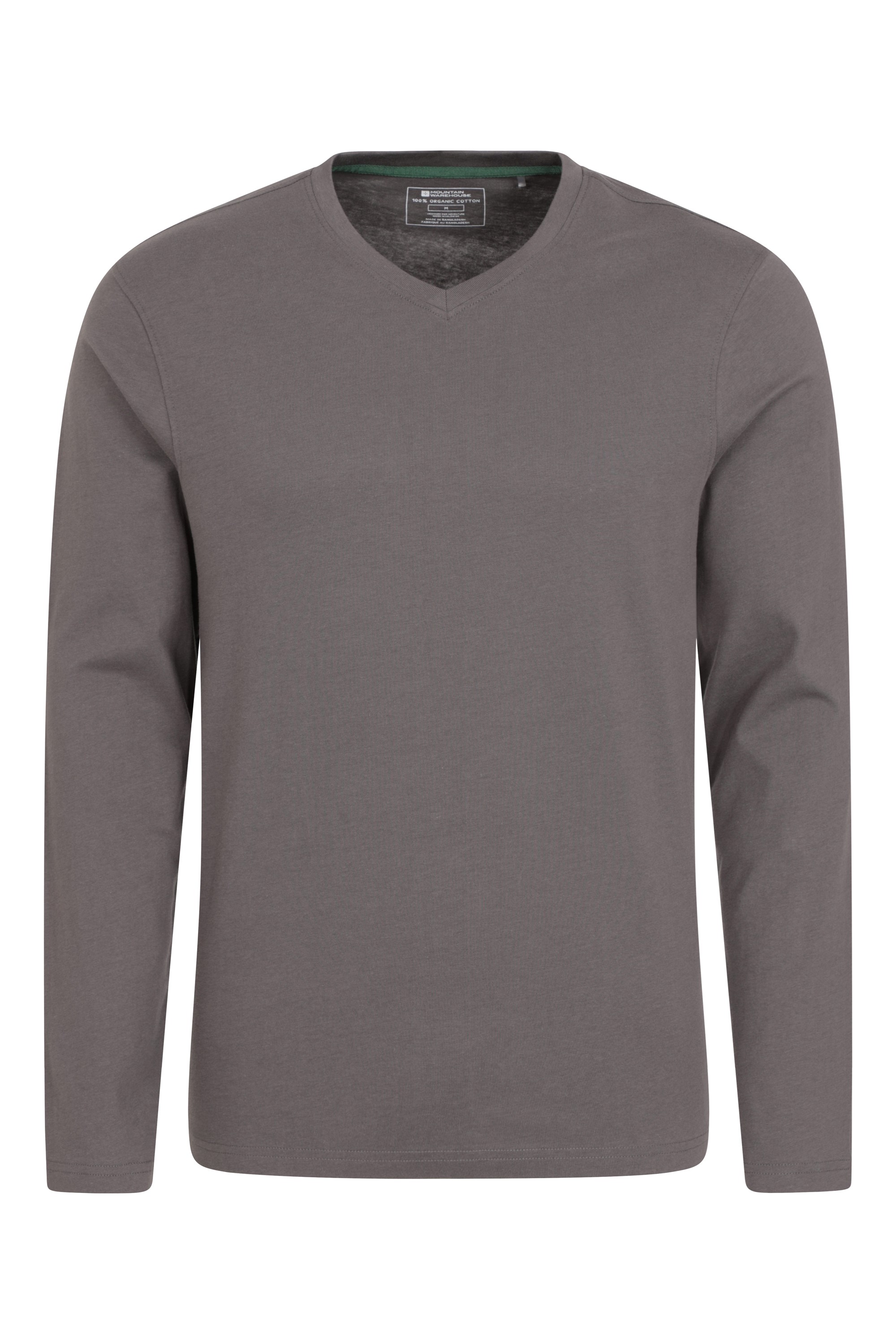 Eden - koszulka męska z dekoltem w szpic z bawełny organicznej - Grey