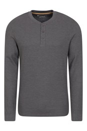 Selby Waffle Henley t-shirt para hombre Gris Intenso