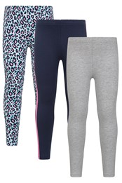 Patterned Casual Kids Leggings 3-Pack Mixed