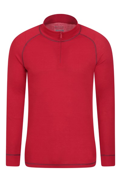 Talus Contrast Mens Zip-Neck Baselayer - Red