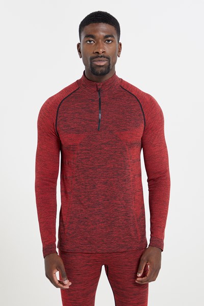 Slalom Mens Seamless Base Layer Top - Red