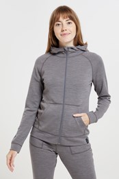 Merino Womens Full-Zip Hoodie Grey