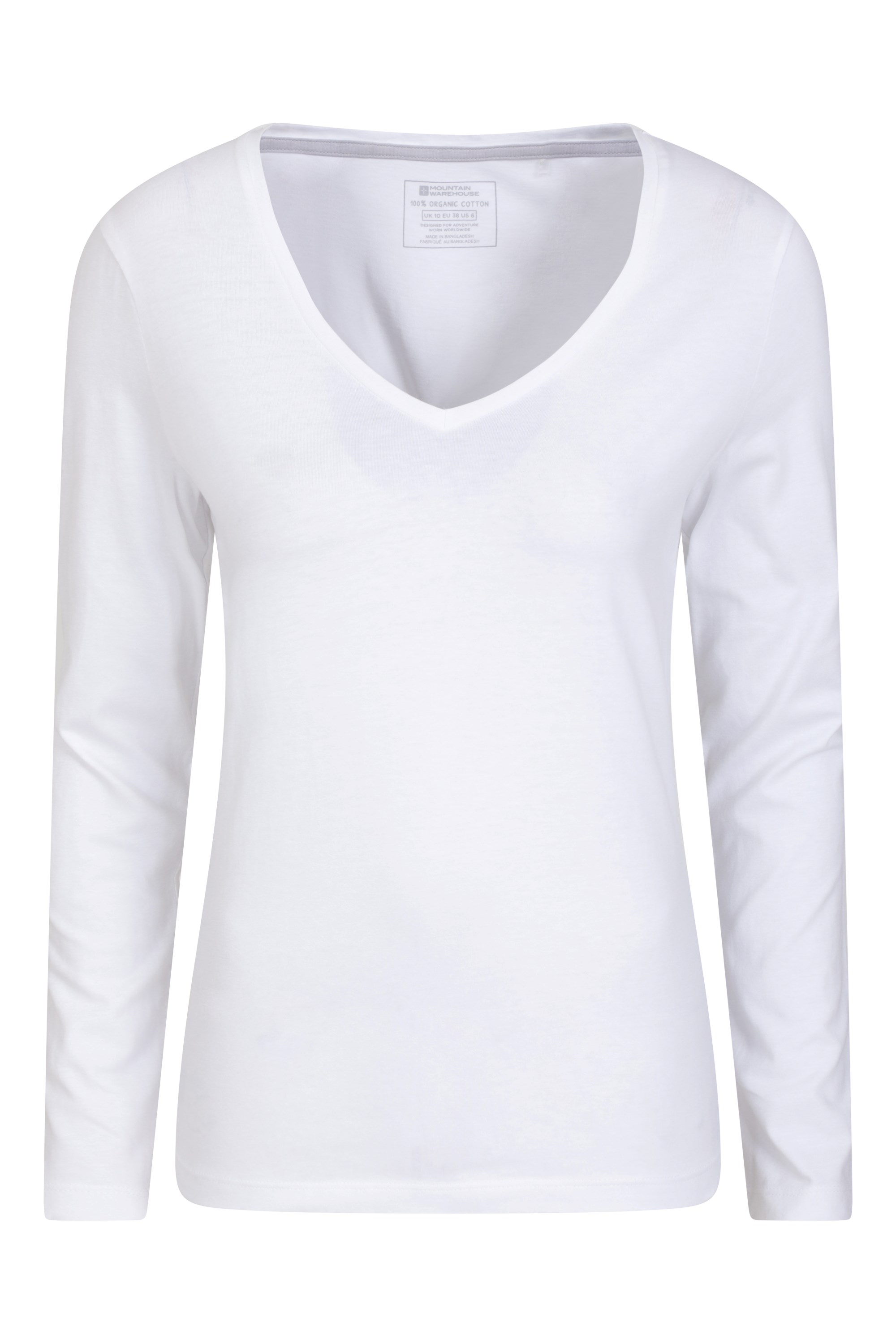 Eden damski organiczny T-shirt z dekoltem w szpic - White