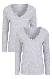 Eden Womens Organic V-Neck T-Shirt Multipack Grey