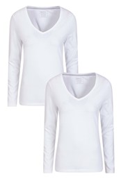 Eden damski organiczny T-shirt z dekoltem w szpic — opakowanie zbiorcze Biały