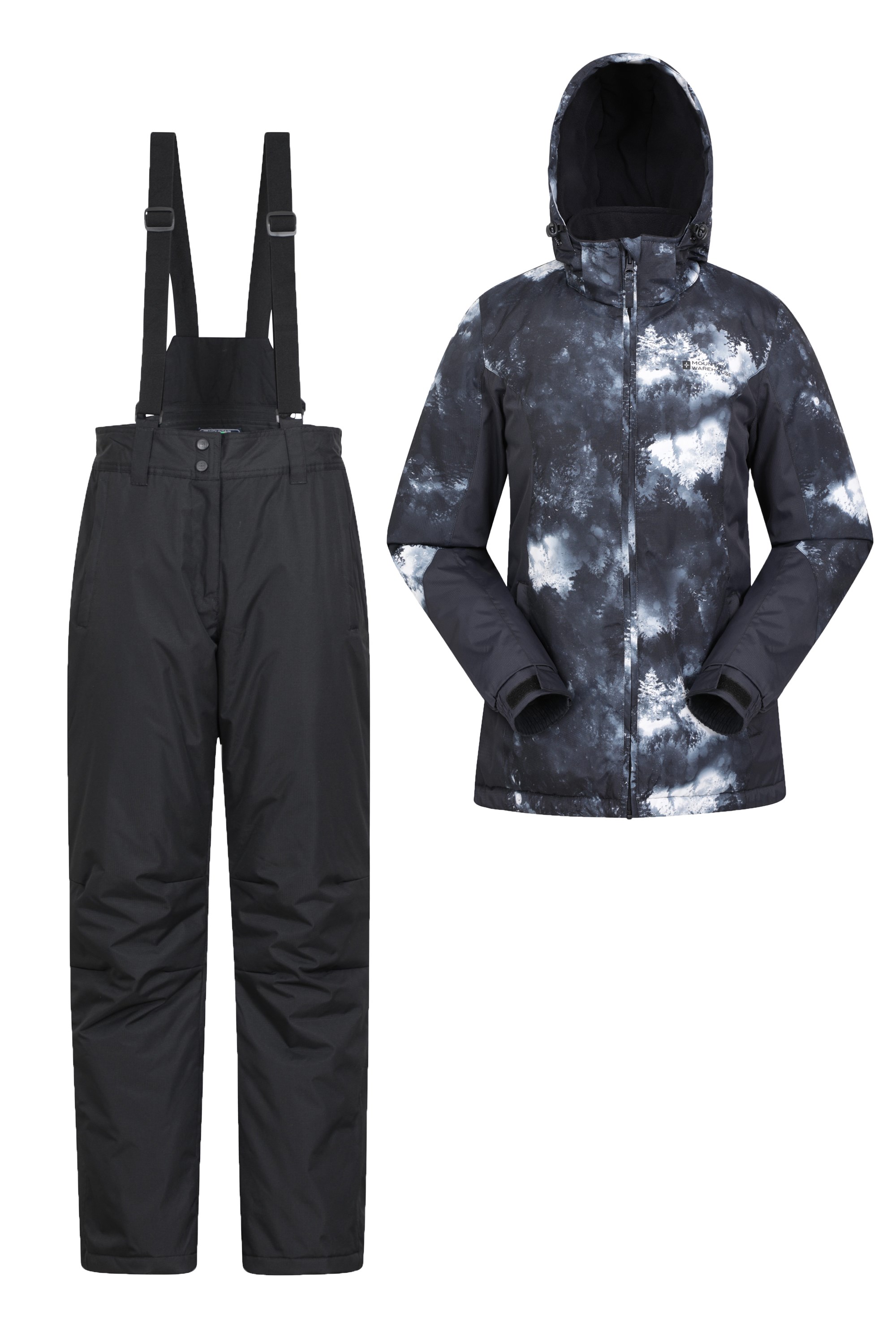 043004 PRINTED PROMO SKI JACKET AND PANT SET – Schwarz