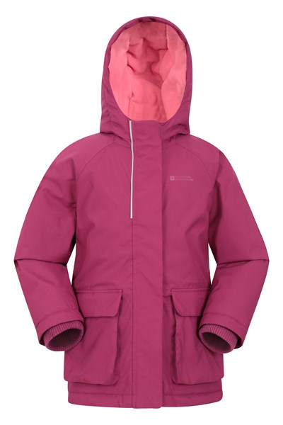 Kids Fleece Lined Waterproof Jacket - Pink