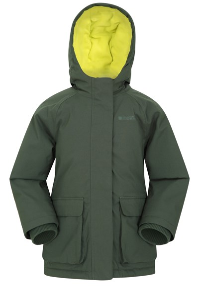 Kids Fleece Lined Waterproof Jacket - Green