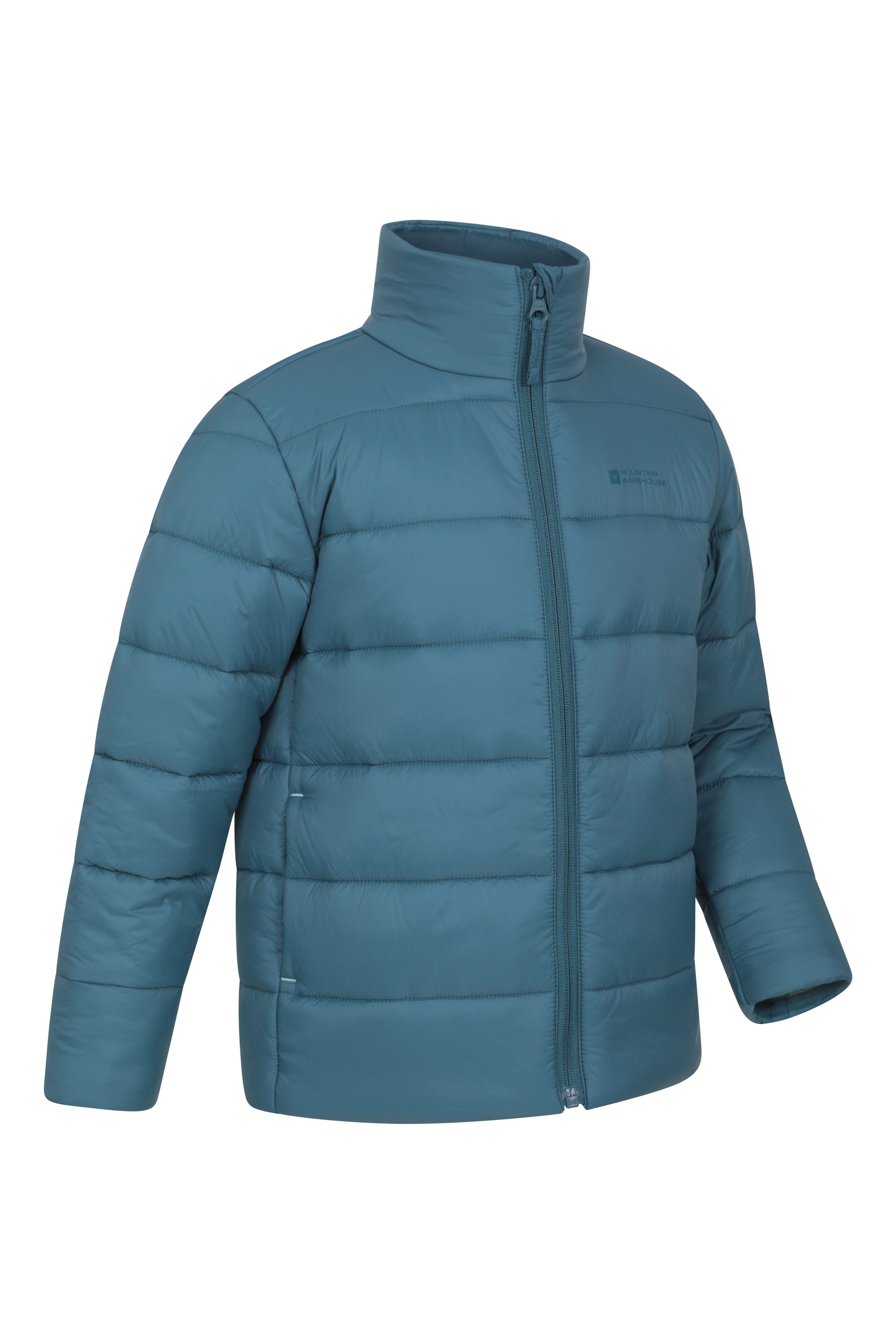 Padded Insulation Side Pockets Mountain Warehouse Grove Kids Unisex Water Resistant Jacket Microfibre Filling Best for Winter & Outdoors Girls & Boys Raincoat