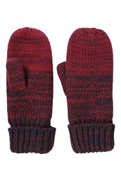Womens Ombre Knit Mittens Red