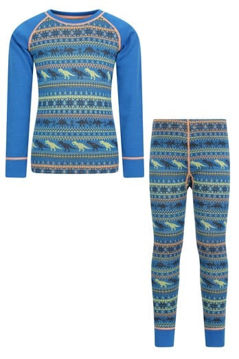 Jacquard Kids Merino Base Layer Set Cobalt