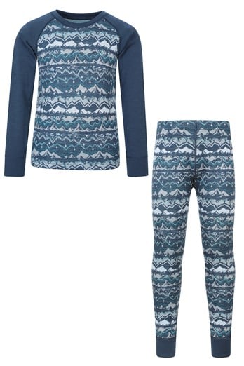 Jacquard Kids Merino Base Layer Set Navy