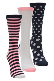 Recycelte Socken für Damen, gestreift und gepunktet