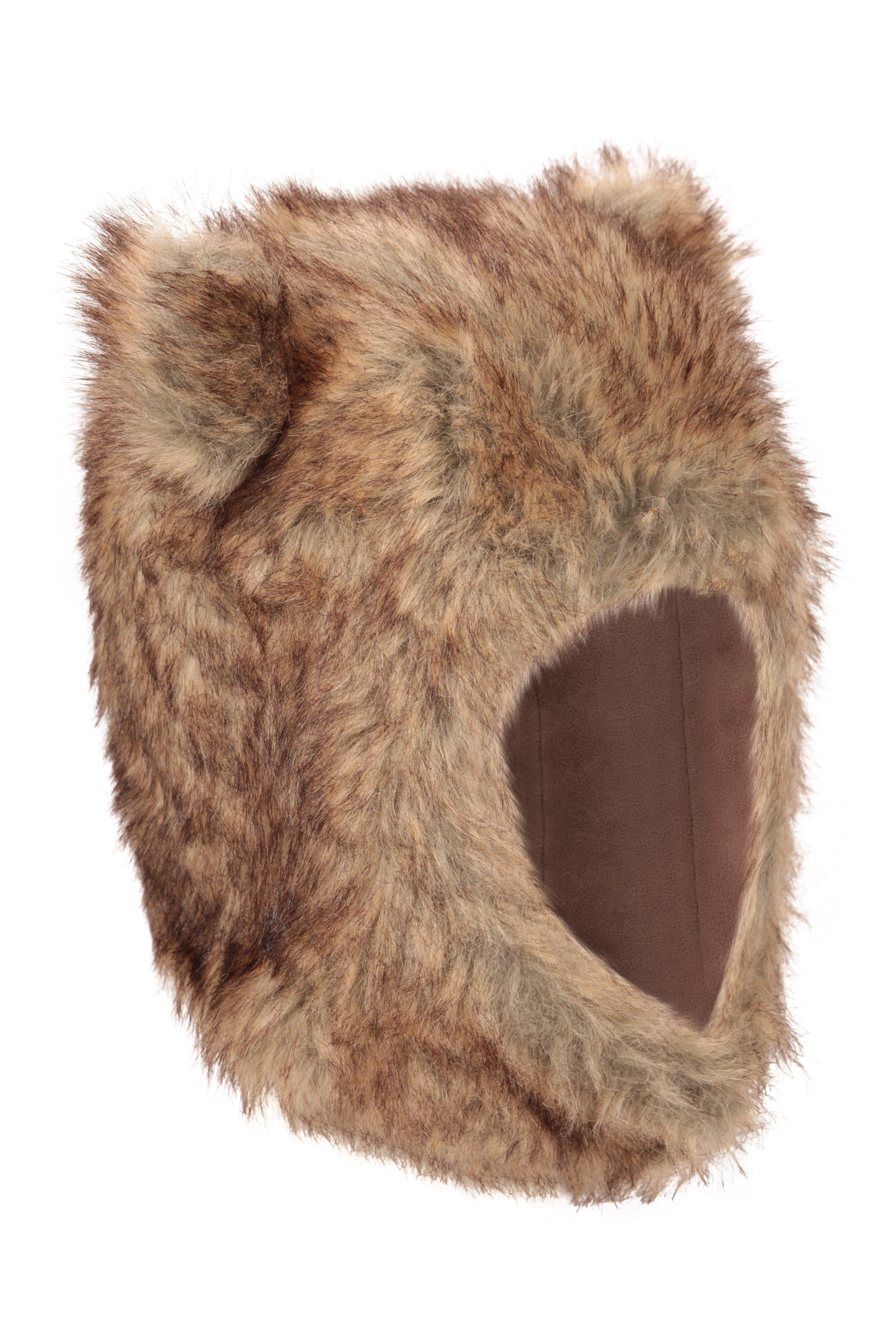 Faux Fur Kids Bear Trapper Hat - Brown