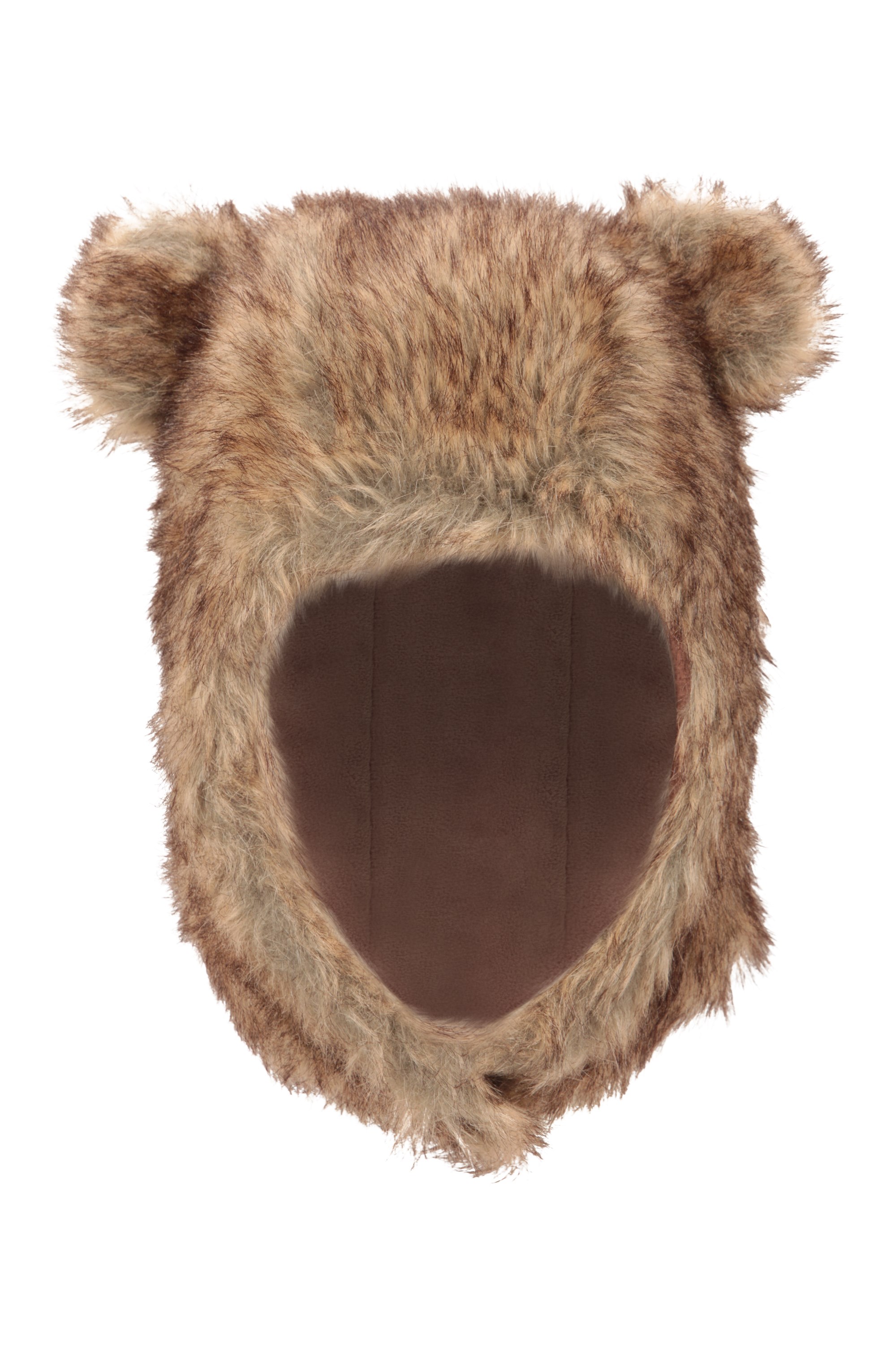 Dziecięca czapka w kształcie głowy niedźwiadka ze sztucznego futra - Brown