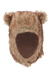 Faux Fur Kids Bear Trapper Hat Brown