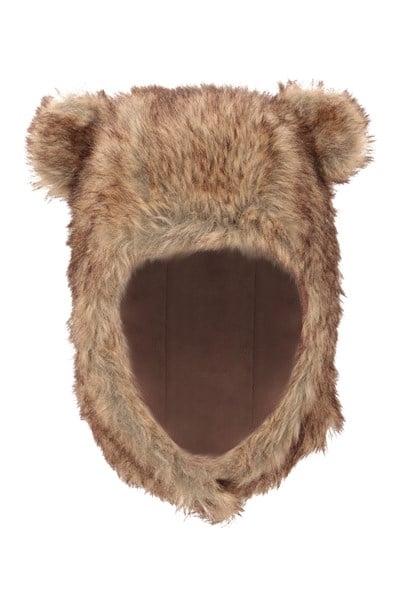 Faux Fur Kids Bear Trapper Hat - Brown