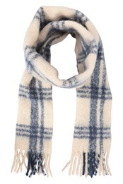 Recycled Grid Check Scarf Navy