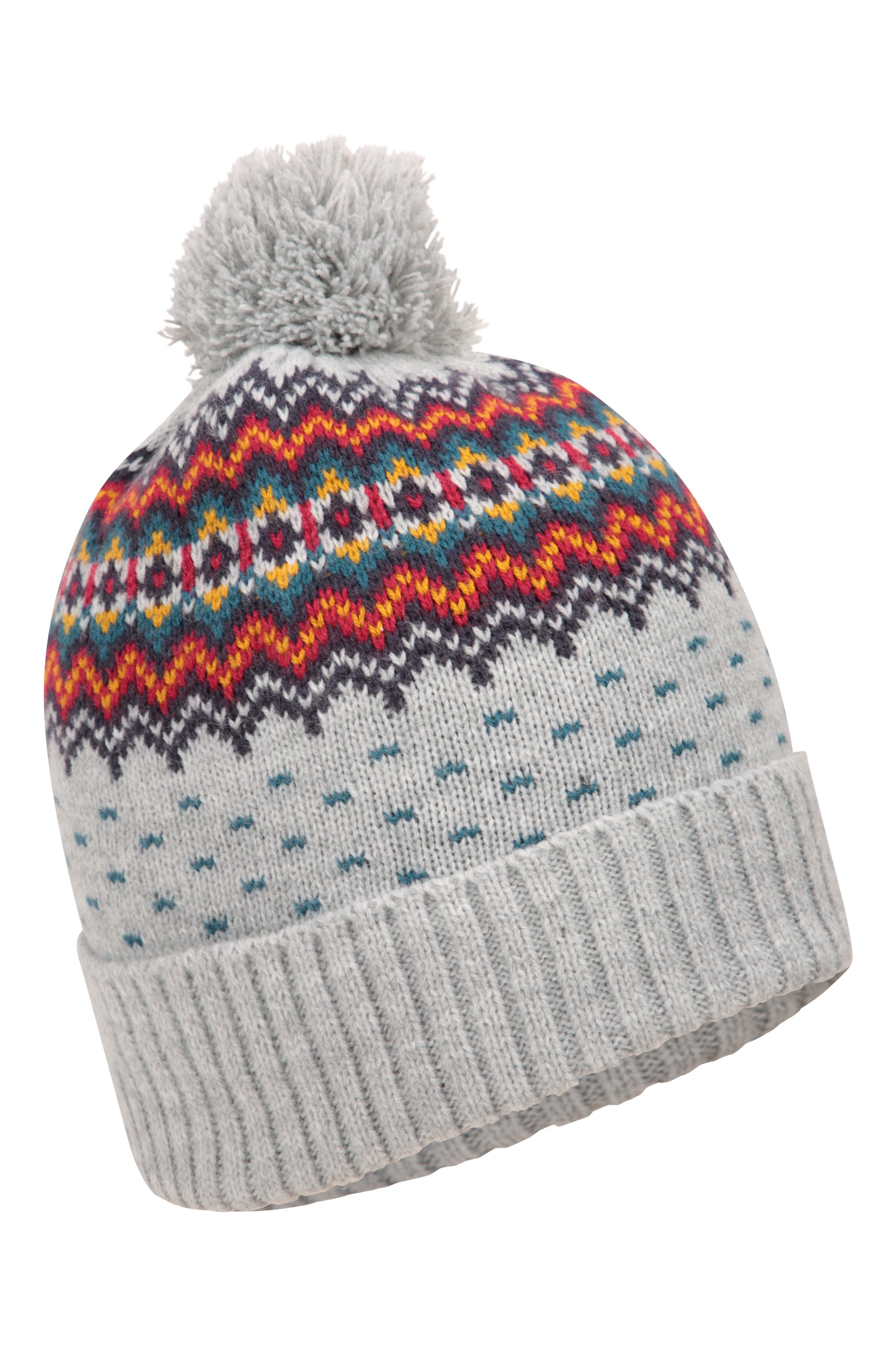 Winterburn Fairisle — czapka z pomponem - Grey