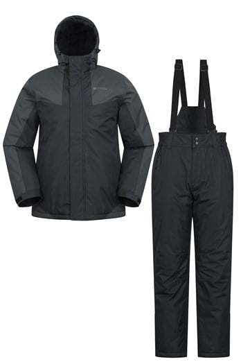 Mens Ski Jacket and Pant Set Black