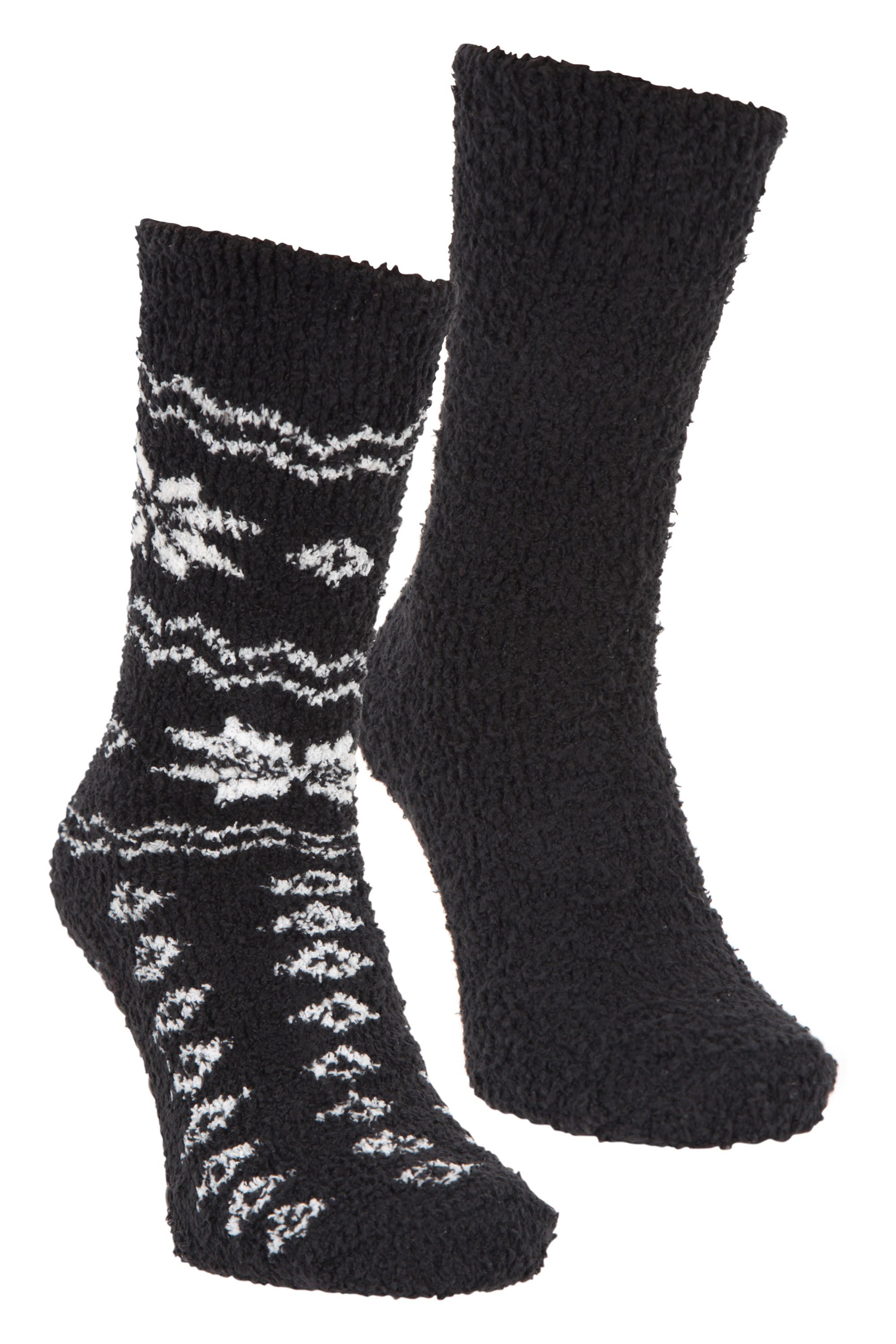 Fairisle Mens Cosy Socks 2-Pack - Black
